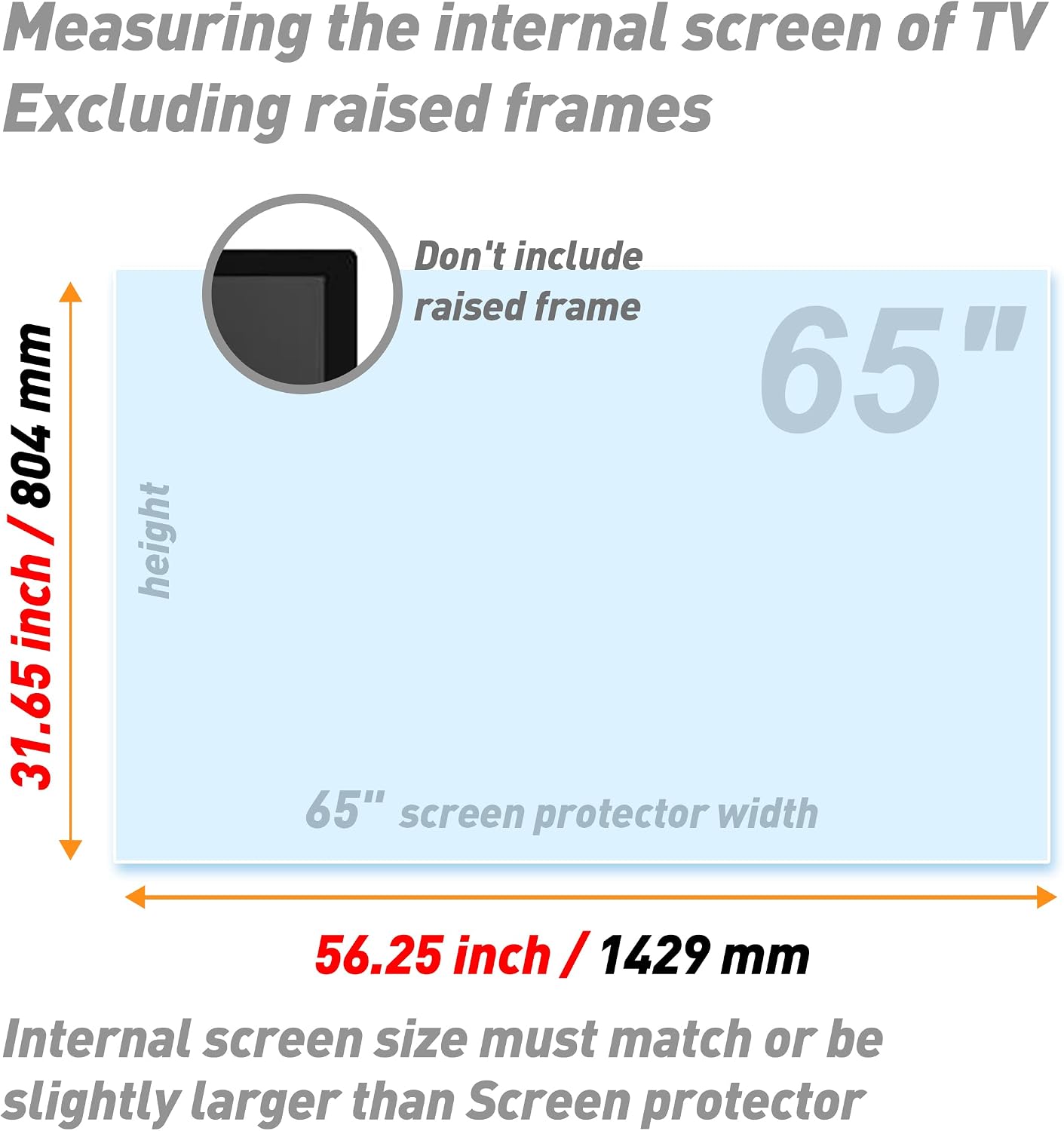 65 Inch TV Anti Glare Film, Matte Anti Glare TV Screen Protector, Glare Reduction Shield for 65 TV (65 Inch 1428)